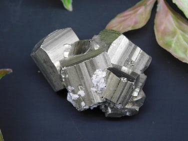 Metallic Pyrite Crystal Cluster with Quartz Inclusions