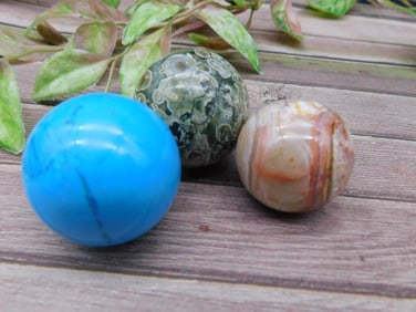 Set of Three Polished Stone Spheres