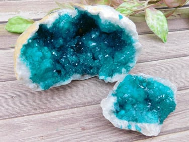Geode With Vibrant Blue Crystal Interior