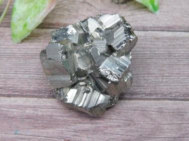 Cluster of Pyrite Mineral With Striated Cubic Crystals