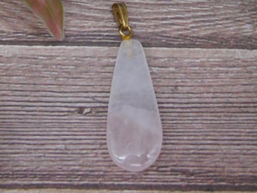 Rose Quartz Pendant with Gold-Tone Bail
