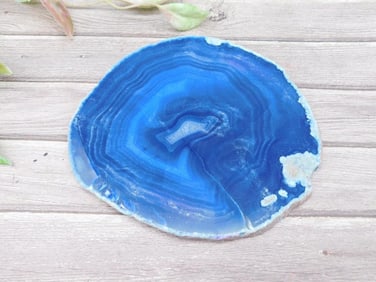 Blue Agate Geode Slice With Polished Finish