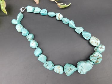 Chunky Turquoise Nugget Bead Necklace