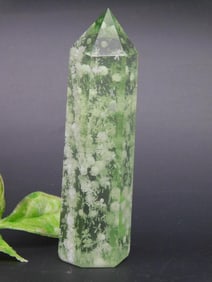 Green Snowflake Inclusion Crystal Point Tower