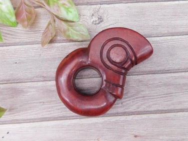 Carved Red Jade Pendant With Circular Design