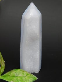 Polished Quartz Crystal Point With Druzy Accents