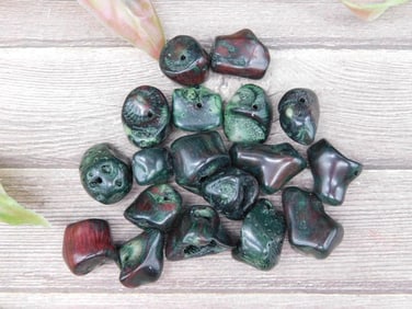 Polished Bloodstone Beads With Drilled Holes