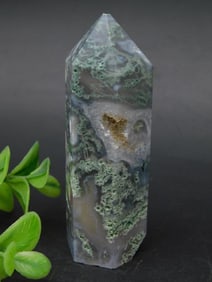 Moss Agate Polished Crystal Point