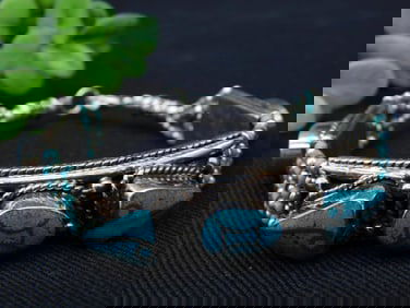 Silver and Turquoise Beaded Bracelet