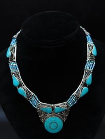 Necklace With Turquoise Stone Accents