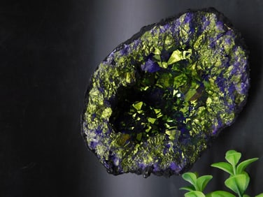 Geode Featuring Green and Purple Crystals