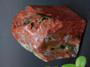 Polished Red Jasper Stone With Green and White Patterns