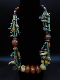 Multi-Strand Beaded Necklace With Natural Elements