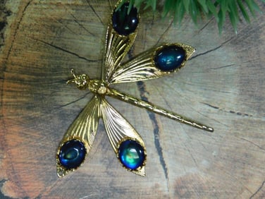 ABALONE STUDDED DRAGONFLY PENDANT ROCK STONE LAPIDARY SPECIMEN