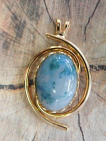 MOSS AGATE PENDANT ROCK STONE LAPIDARY SPECIMEN