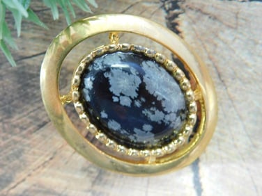 SNOWFLAKE OBSIDIAN PENDANT ROCK STONE LAPIDARY SPECIMEN