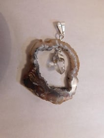 AGATE SLICE PENDANT ROCK STONE LAPIDARY SPECIMEN