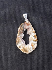 GEODE SLICE PENDANT ROCK STONE LAPIDARY SPECIMEN