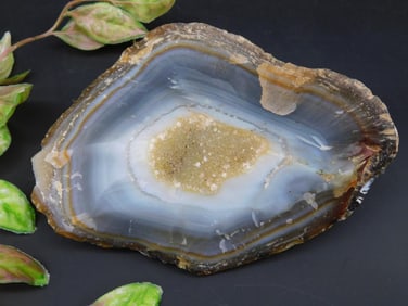 Polished Agate Slice With Crystalline Center