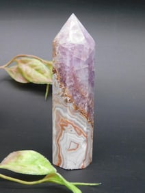 Amethyst and Agate Pointed Tower Crystal