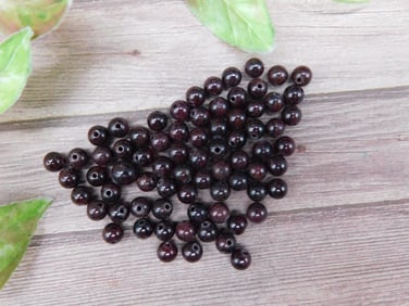 Lot of Polished Round Garnet Beads for Jewelry Making