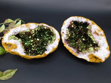 Geode With Green and Purple Crystal Formation