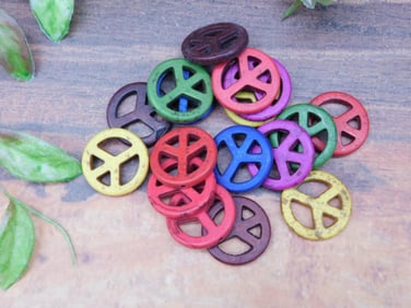 Colorful Peace Sign Beads in Multiple Sizes and Colors