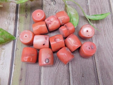 Set of Red Coral Beads for Crafting or Jewelry Making