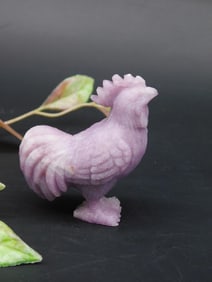 Carved Purple Stone Rooster Figurine