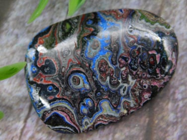 Polished Fordite Cabochon with Multicolor Swirls