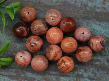 Collection of Pink Agate Beads with Drilled Holes