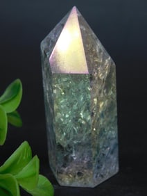 Polished Fluorite Point Gemstone With Rainbow Sheen