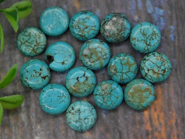 Lot of 15 Round Turquoise Cabochons, 20 Grams