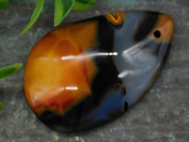 Polished Agate Cabochon With Drilled Hole