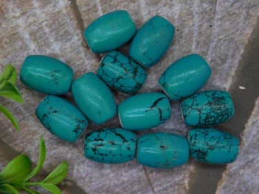 Lot of Teal Beads with Black Veining