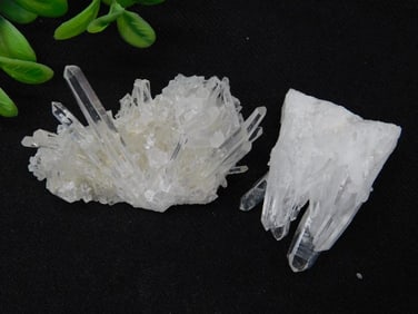 Two Clear Quartz Crystal Clusters