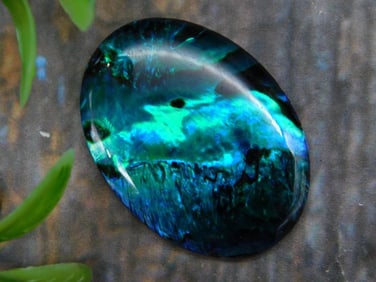 Oval-Cut Blue and Green Opal Gemstone