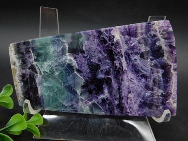 Polished Banded Amethyst and Fluorite Specimen