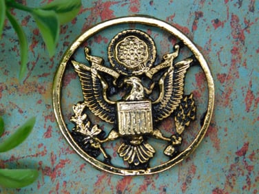 Gold-Toned Bald Eagle Emblem Medallion with Detail