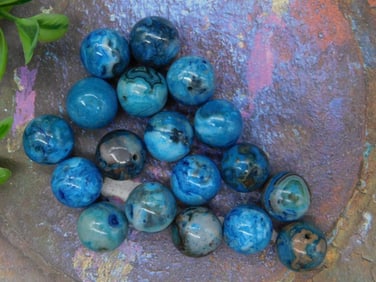 Lot of Polished Blue Stone Beads for Jewelry Crafting