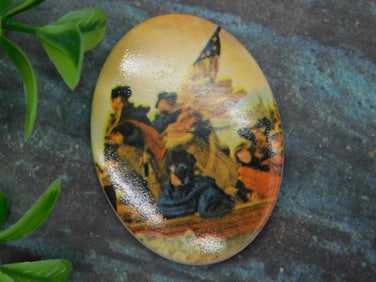 Oval Brooch with Historical Painting Design
