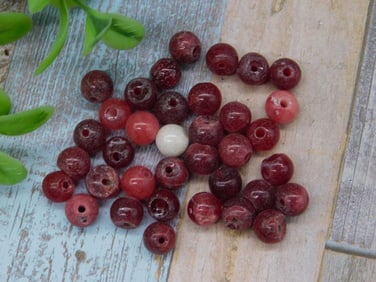Lot of Red Round Beads for Jewelry Making