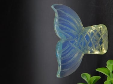 Glass Mermaid Tail Figurine in Blue and Yellow Tint