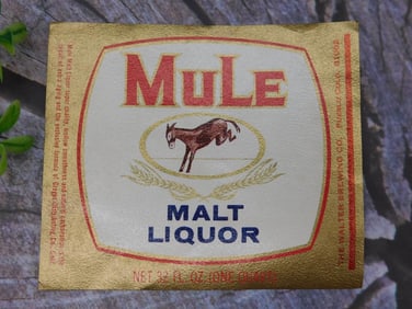 Mule Malt Liquor Label with Gold Trim