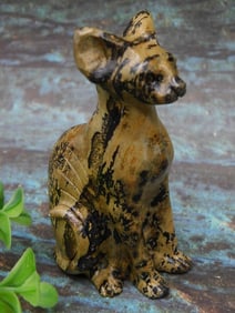 Small Carved Stone Animal Figure with Black Detailing
