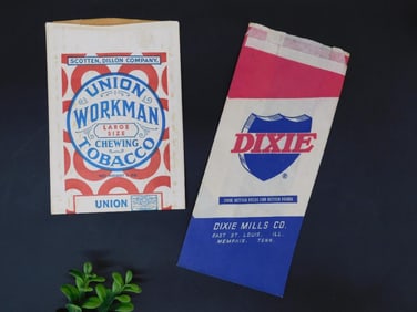 Union Workman and Dixie Tobacco Bags