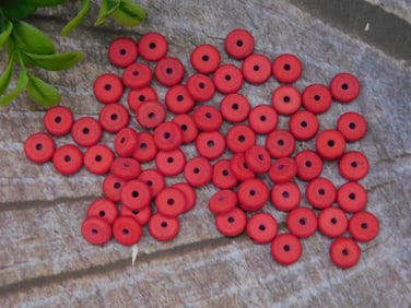 Lot of Red Circular Beads With Central Holes