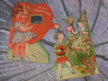 Lot of Vintage Valentine?s Day Cards with Cutout Designs