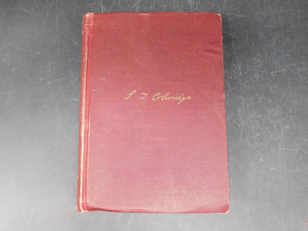 1902 Edition of S.T. Coleridge Book Published by D.C. Heath & Co.: This is a hardcover book featuring the works of S.T. Coleridge, published in 1902 by D.C. Heath & Co. The book has a durable red cover with gold-embossed lettering. Inside, it contains printed text in