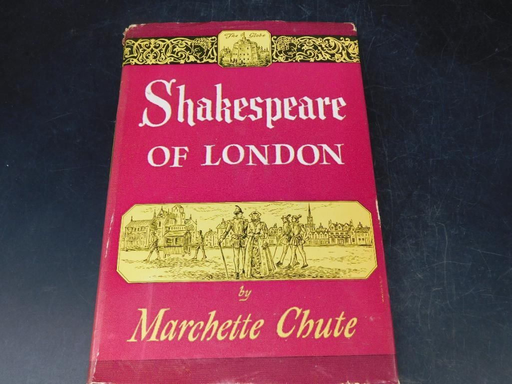 Shakespeare of London by Marchette Chute, 1949 Hardcover book: ? Title: Shakespeare of London | ? Author: Marchette Chute | ? Copyright year: 1949 by E.P. Dutton & Co., Inc. | ? Printed in the USA by H. Wolff, New York | ? Hardcover format with decorative dust ja